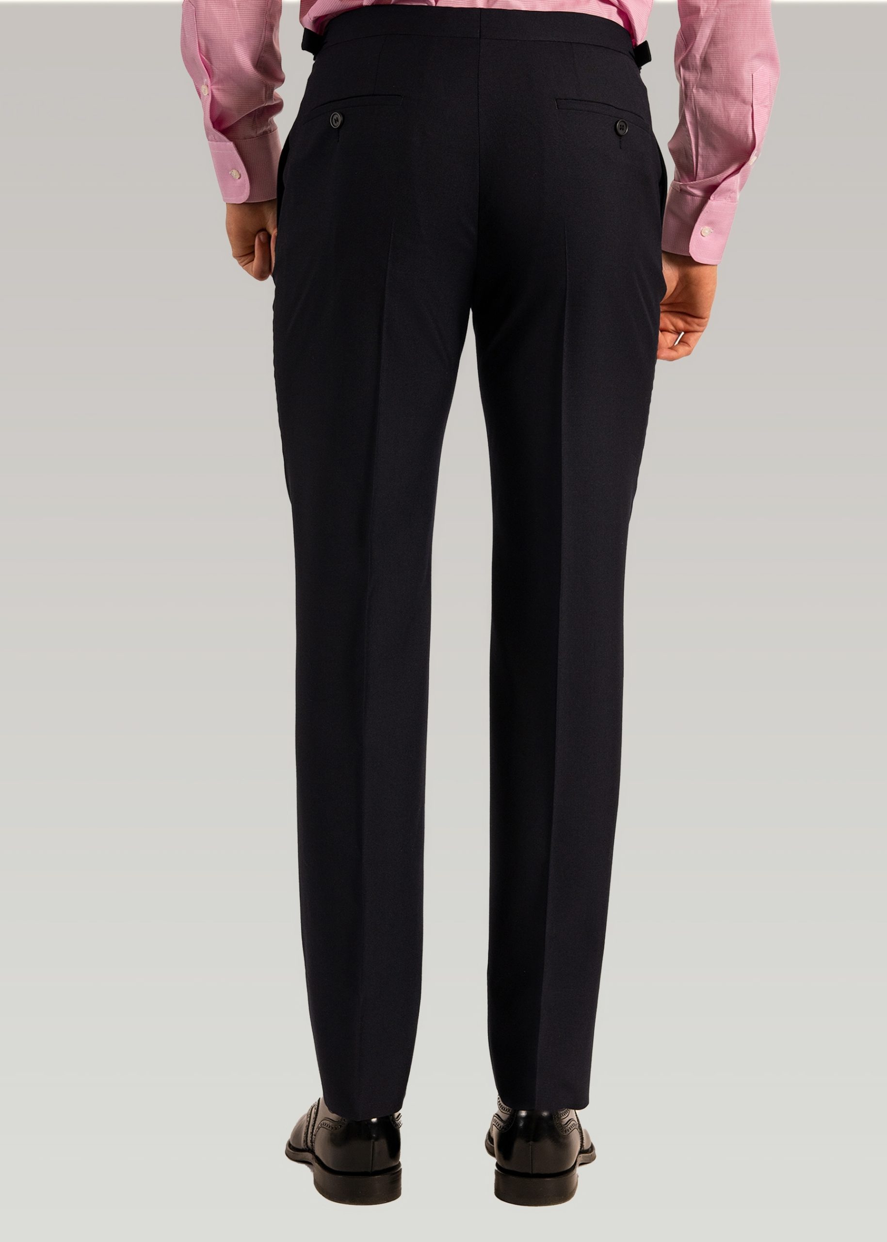 Plain navy mens suit trousers by Roderick Charles