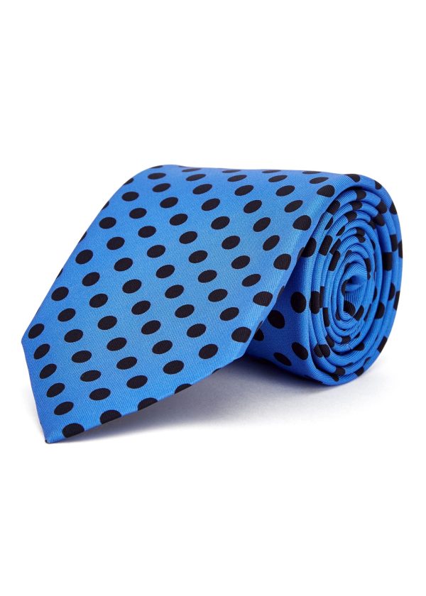 Silk tie in blue with large spots