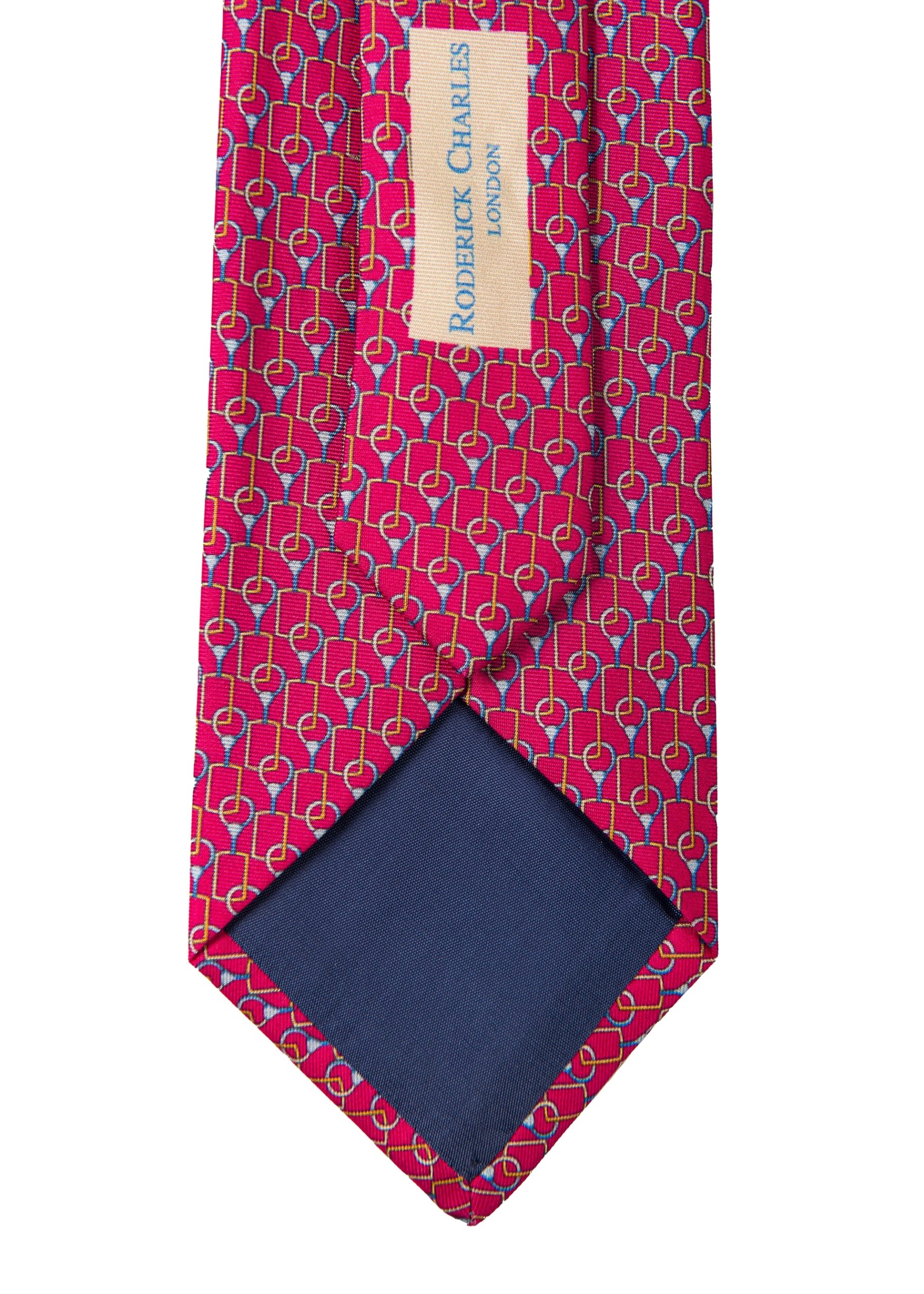 Link patterned men’s red silk tie