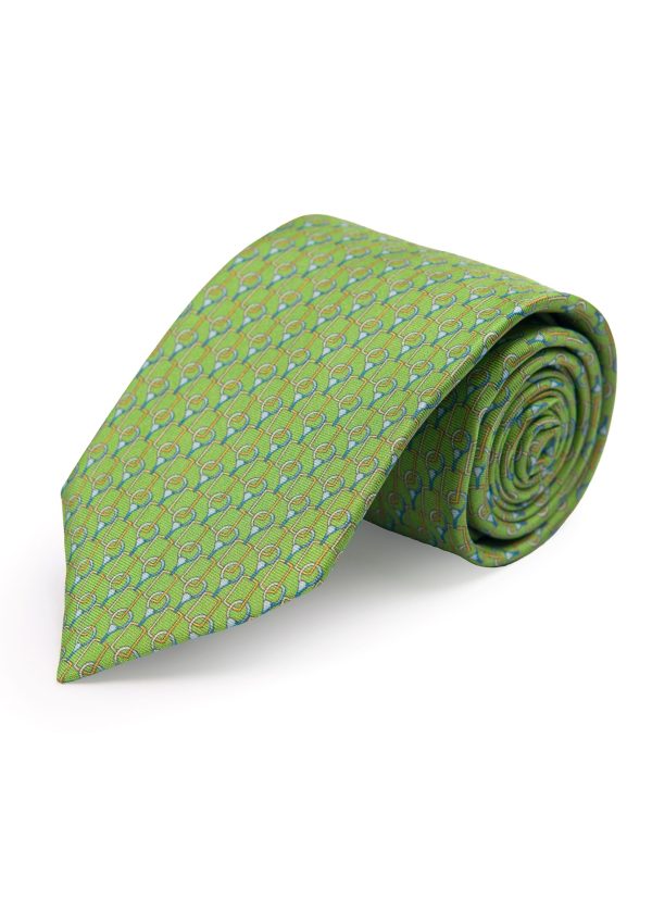 A luxury silk tie patterned tie in green