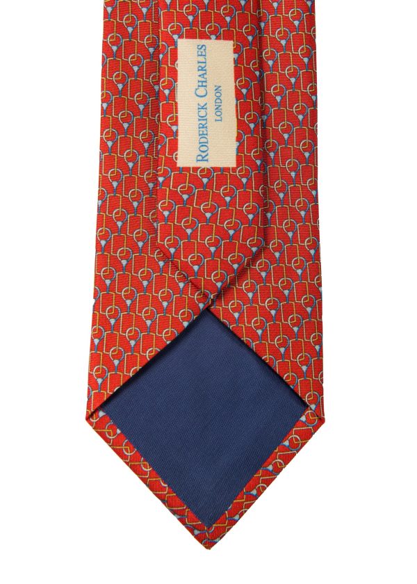 Link patterned men's wine silk tie