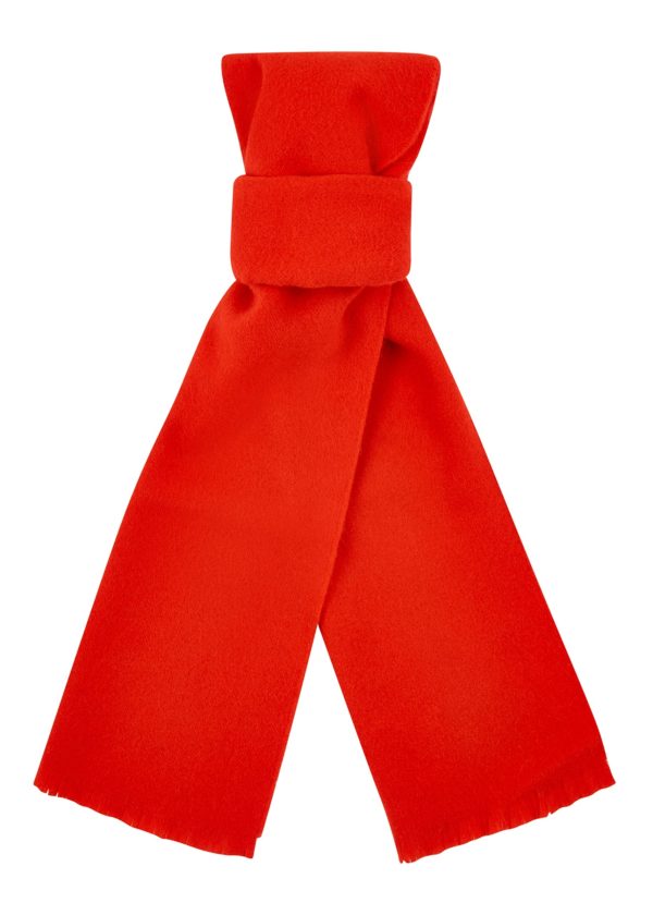 A soft Roderick Charles lambswool and angora scarf in red
