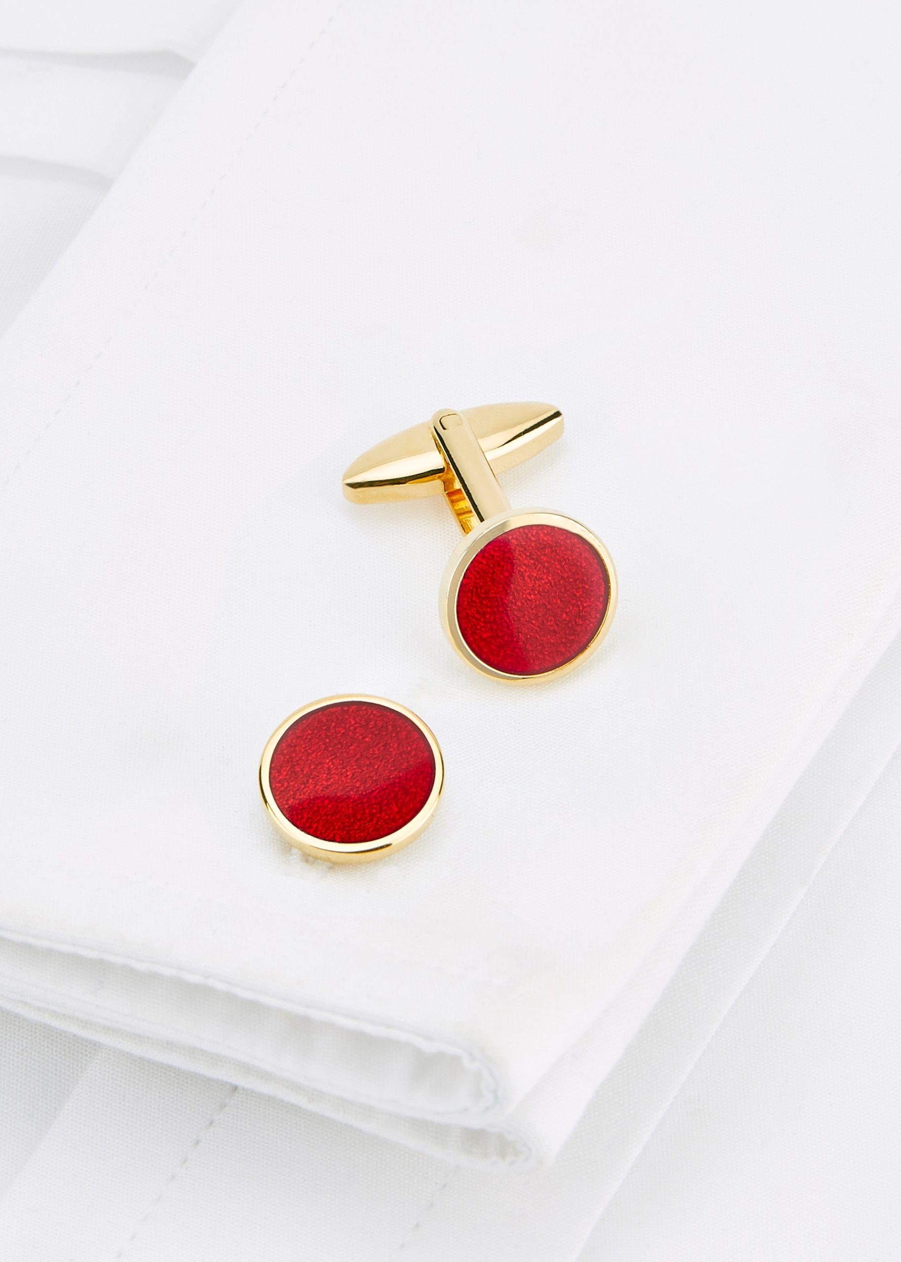 Roderick Charles red rounded cufflinks