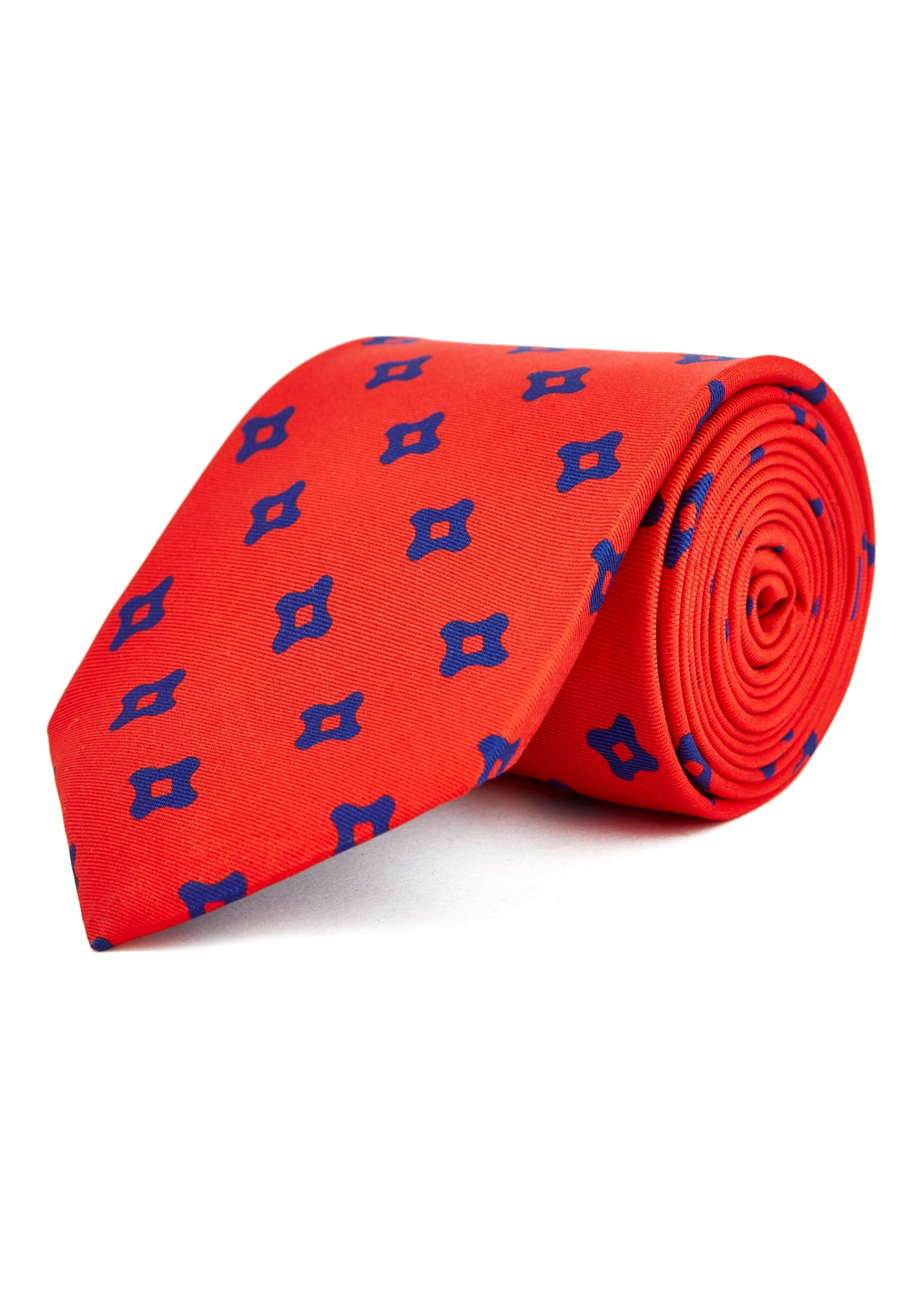 Silk tie in red with square pattern