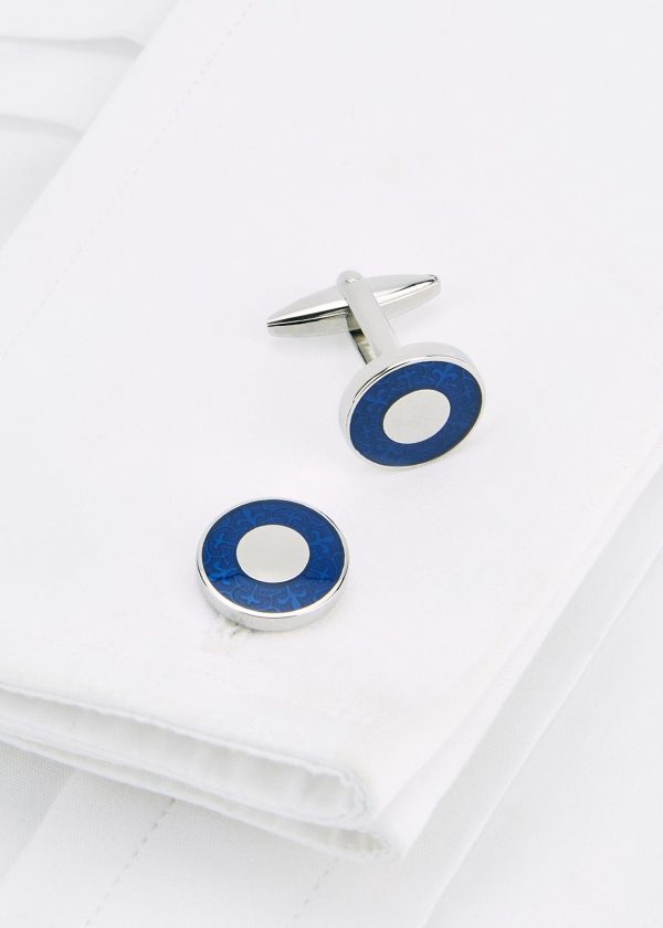 Roderick Charles blue fleur de lys shirt cufflinks Roderick Charles blue fleur de lys shirt cufflinks