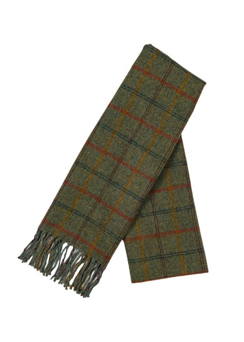 Roderick Charles lambswool with angora men's scarf in green check 