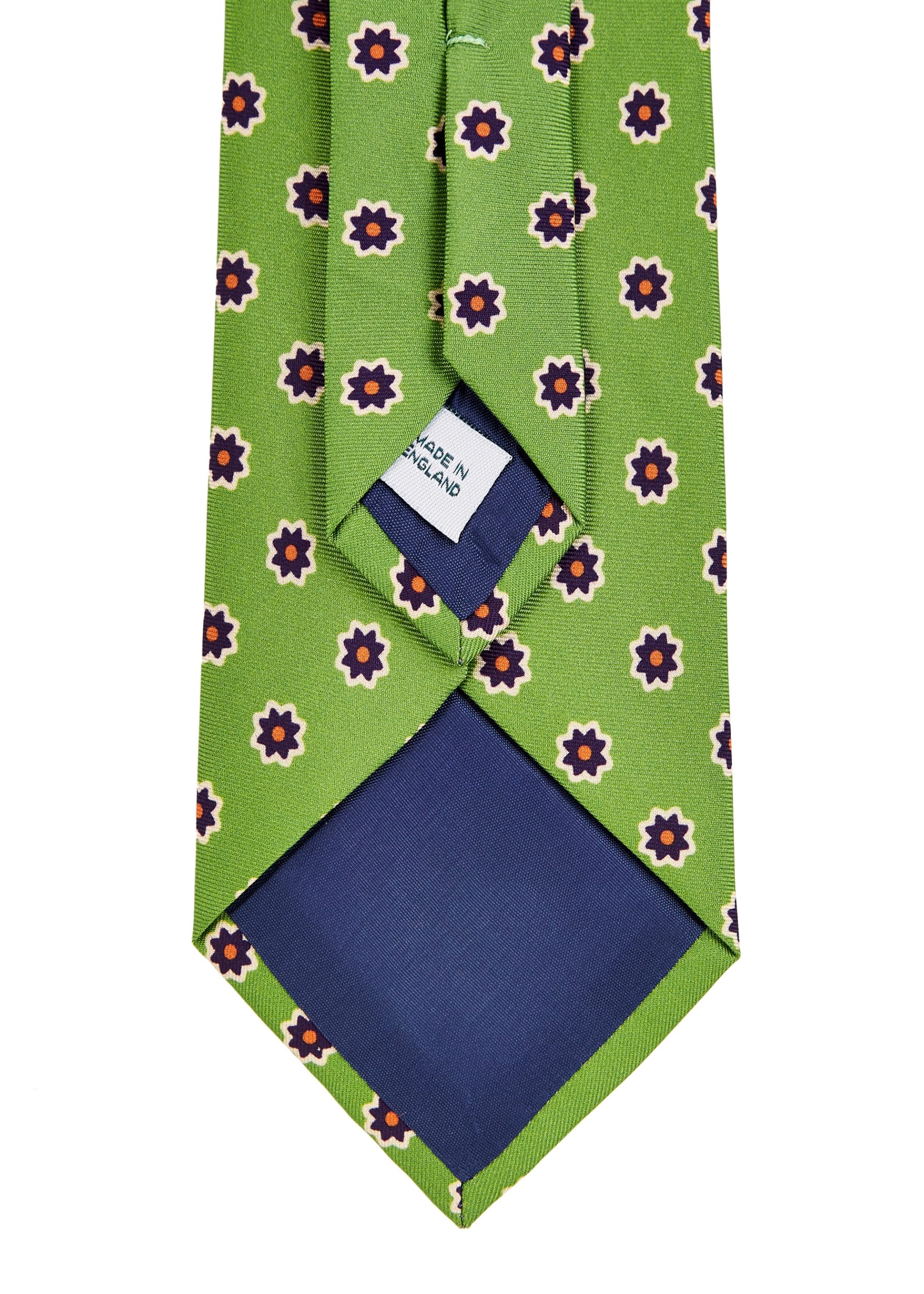 A Roderick Charles silk flower tie in green.
