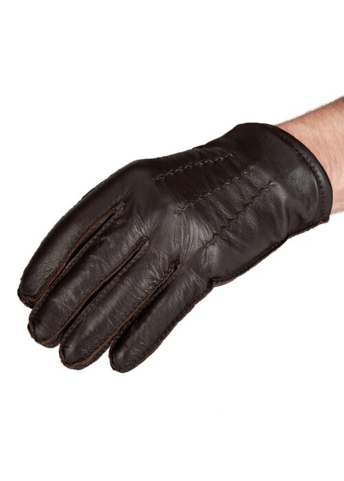 Men's beautiful genuine leather brown gloves