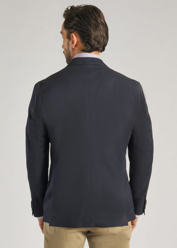 Men's cotton tailored fit navy cotton jacket with straight side pockets