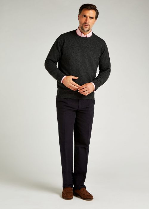 Roderick Charles crew neck lambswool sweater in charcoal