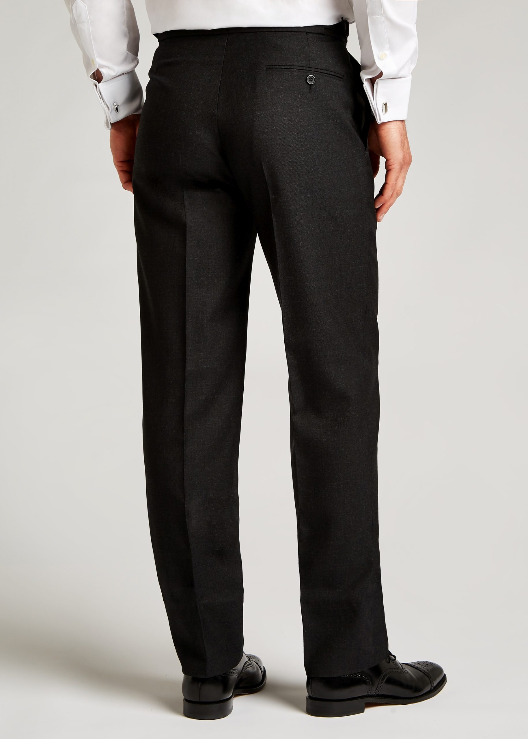 Roderick Charles pic and pic suit in charcoal grey with straight pockets