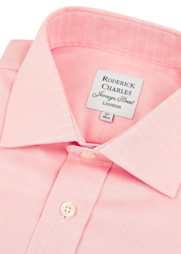 Double cuffed classic fit shirt in self check pink