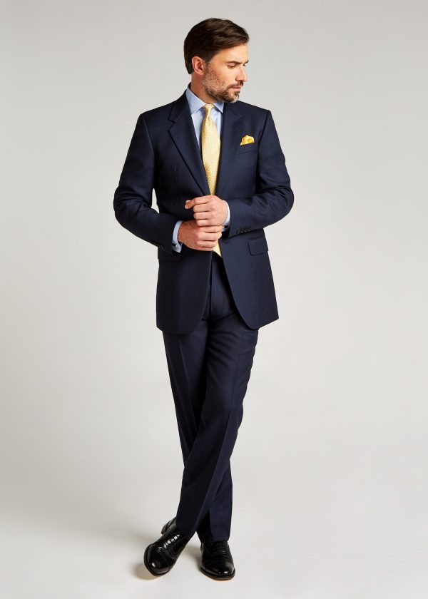 Roderick Charles navy pic and pic suit trousers in a classic fit