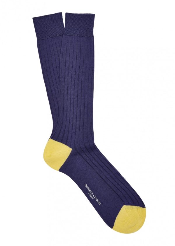 Roderick Charles blue and yellow cotton socks