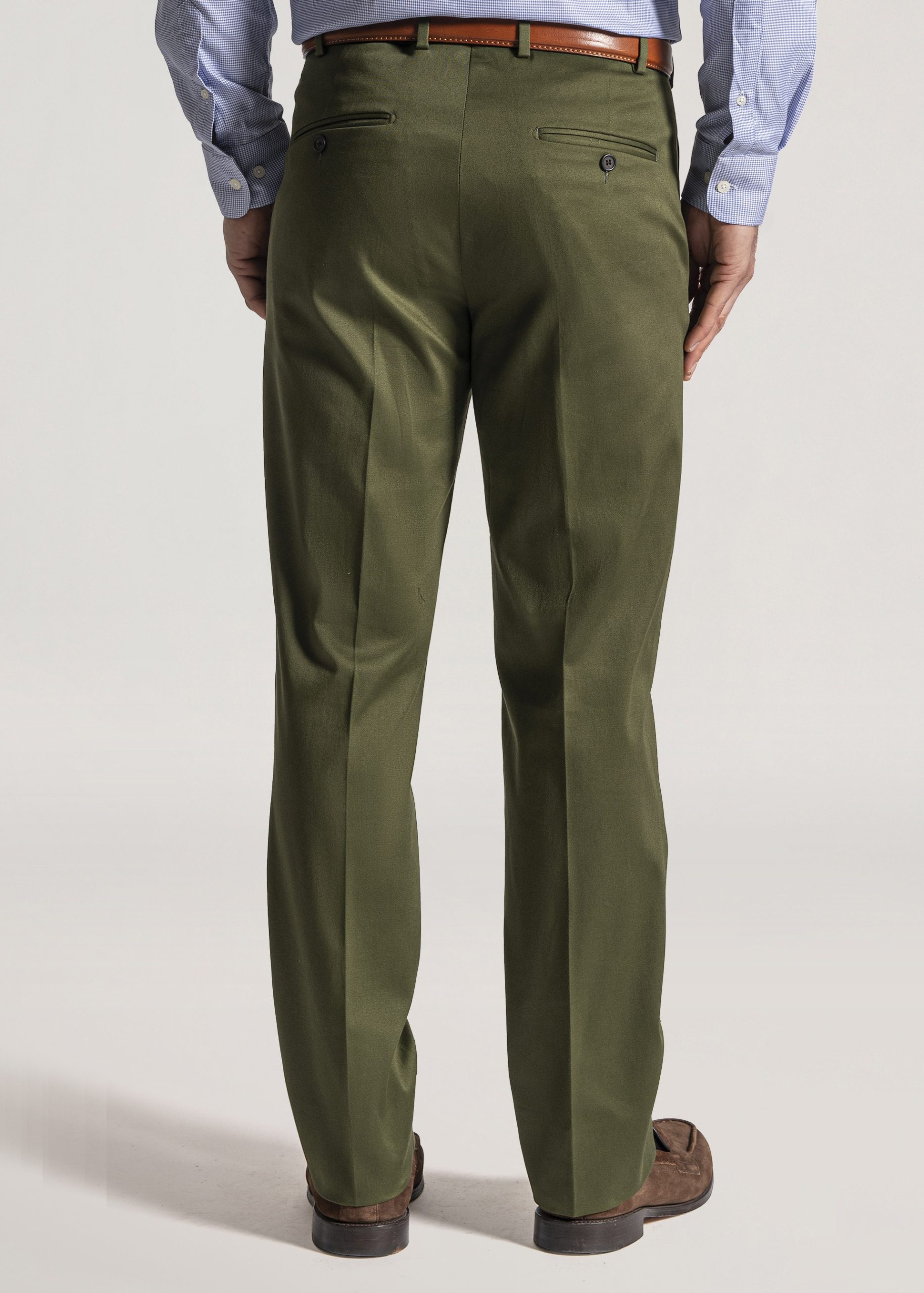 Cotton twill trousers by Roderick Charles in army green