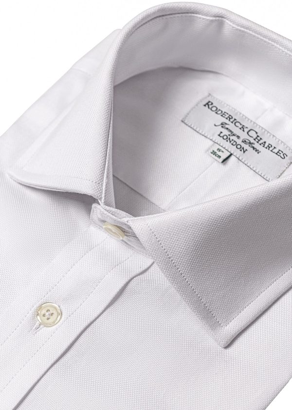 Semi cut away collar oxford white shirt