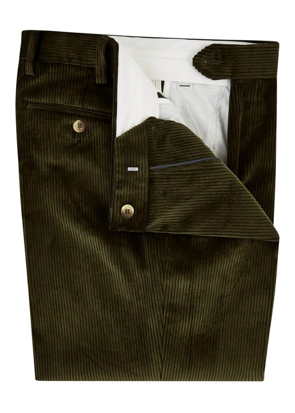Dark Olive Corduroy Trousers - Roderick Charles