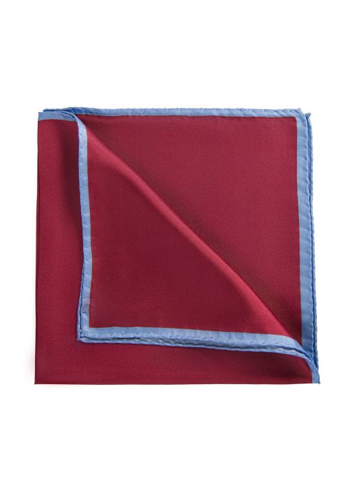 Roderick Charles dark red silk pocket square with hand rolled edges