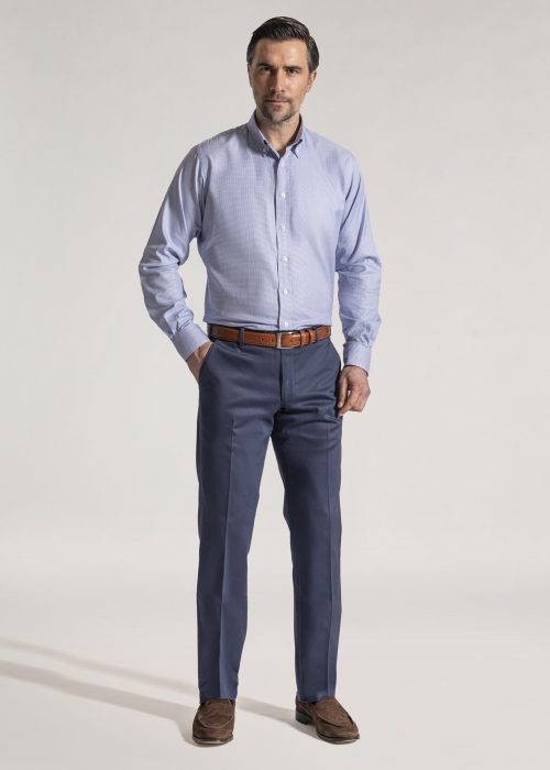 Cotton twill trouser with slanted side pockets