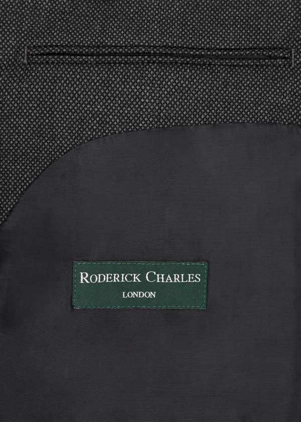 Roderick Charles grey birdseye double breasted suit trousers with adjustable waist straps