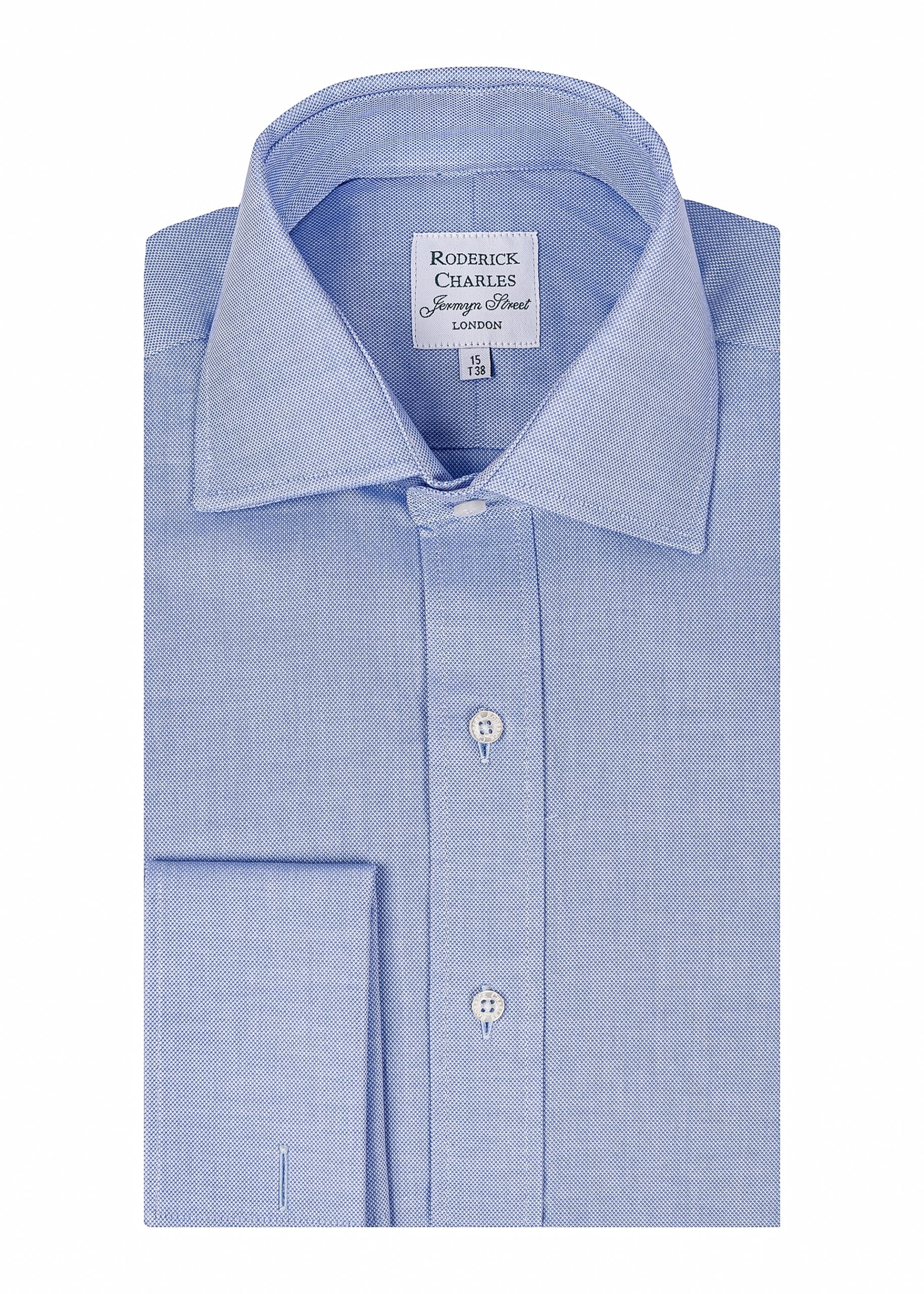 Double Cuff Blue Oxford Cotton Shirt - Roderick Charles