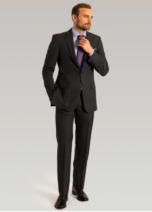 Perfect men's London business suit in grey pin head fabric