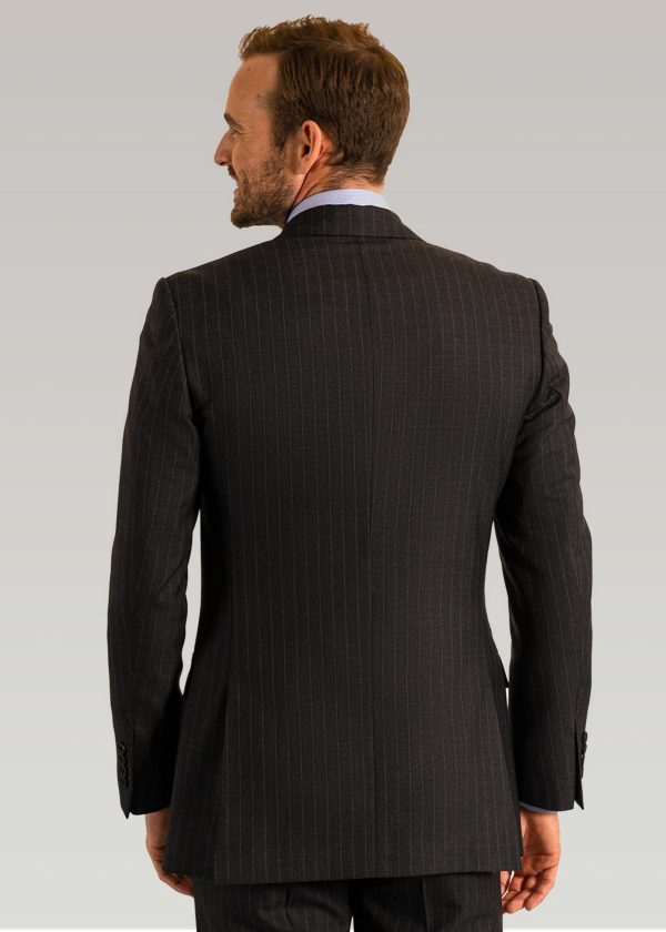 Roderick Charles grey stripe suit in a tailored fit with silk pocket square