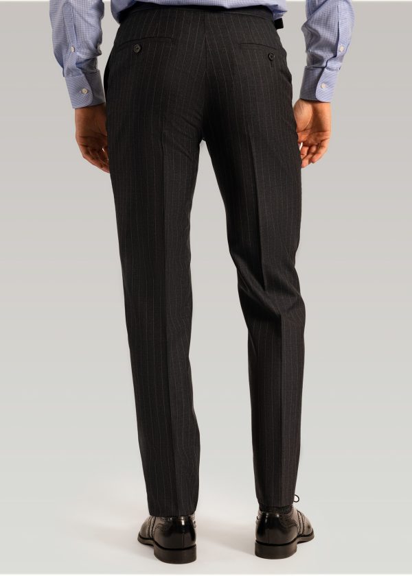Grey stripe mens tailored fit suit trousers by Roderick Charles