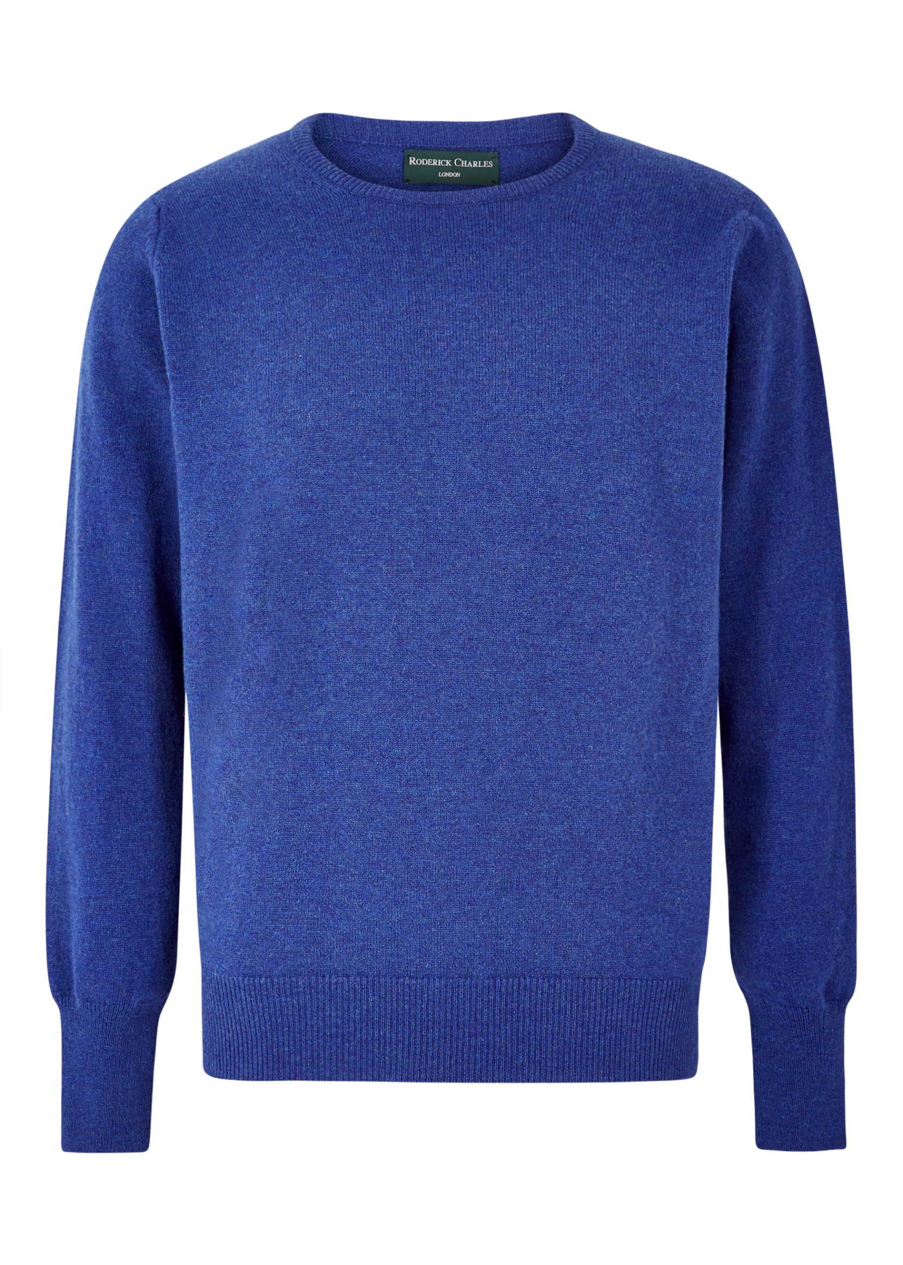 Men’s Persian lambswool crew neck styled with a shirt and moleskin trousers