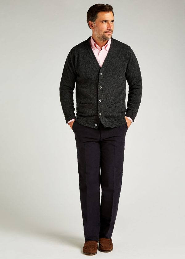 Roderick Charles charcoal grey lambswool v neck cardigan