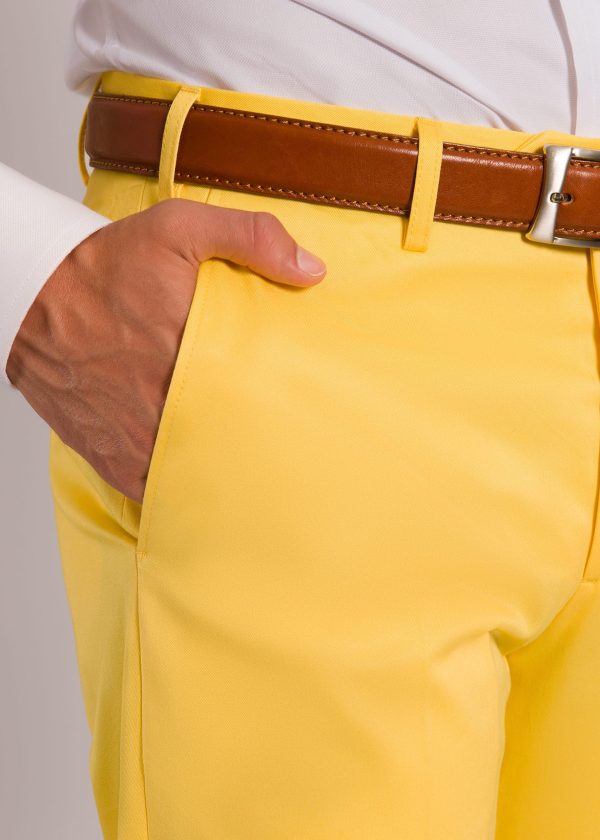 100% cotton lemon coloured trousers by Roderick Charles