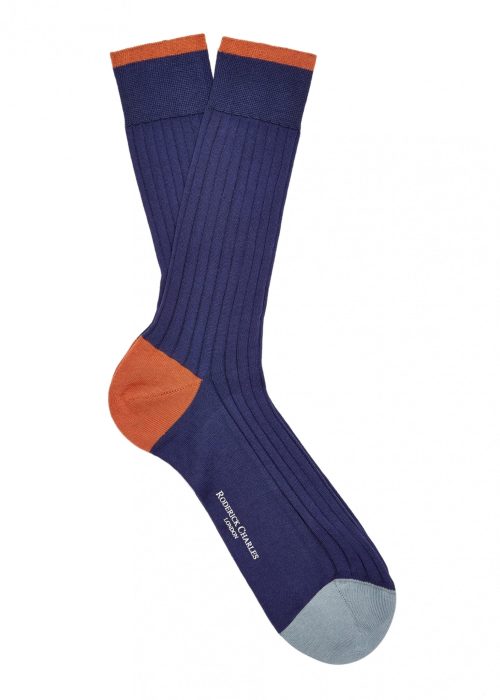 Roderick Charles blue, orange and sky socks