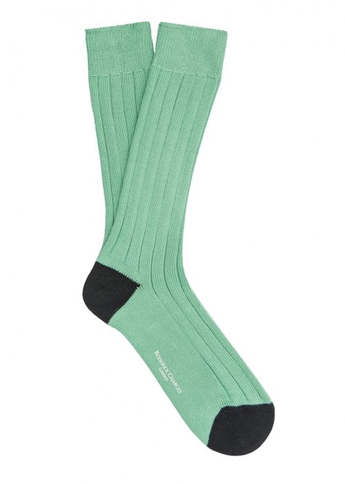 Roderick Charles turquoise and marine cotton socks