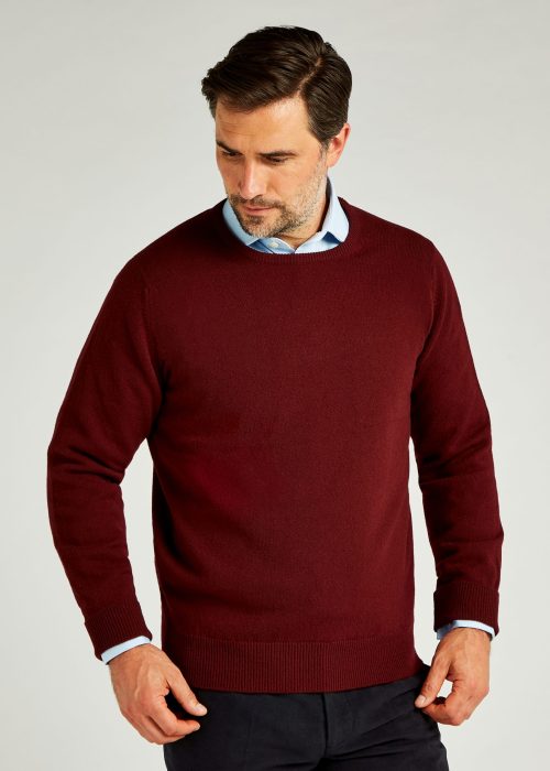Roderick Charles lambswool crew sweater in Bordeaux