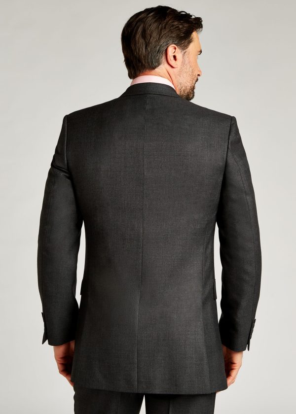 Mens four buttoned cuff mid grey pic and pic suit in a classic fit