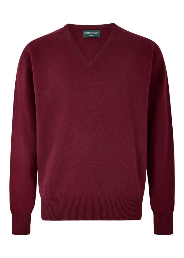 Roderick Charles Bordeaux lambswool knitwear sweater