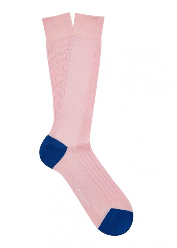Men's cotton socks in pink and royal colouring