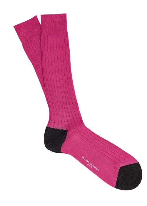 Men's pink and dark grey cotton socks by Roderick Charles