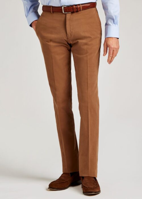 Dark tanned lightweight cotton trousers by Roderick Charles