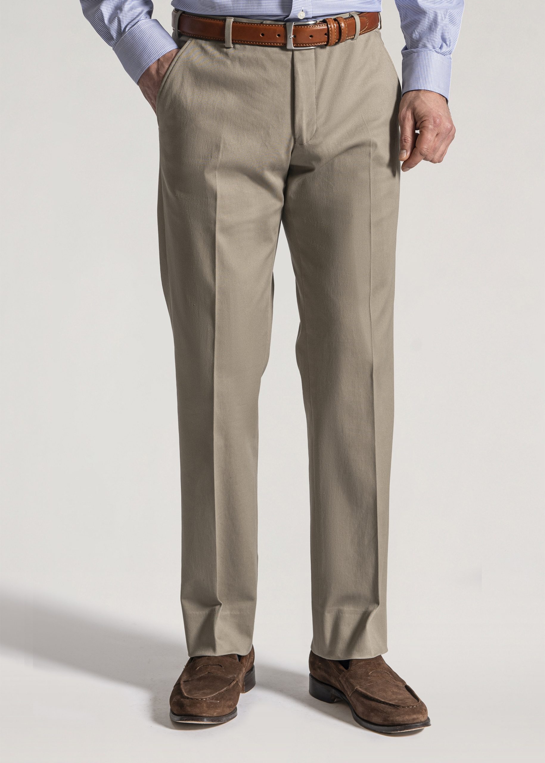 Stone Cotton Twill Trousers