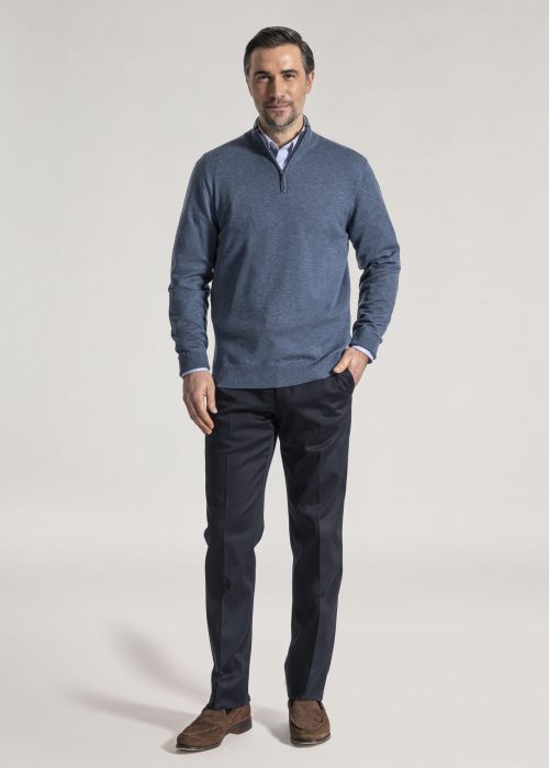 Roderick Charles quarter zip knit sweater in airforce