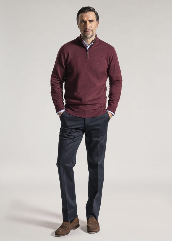 Roderick Charles quarter zip knit sweater in damson