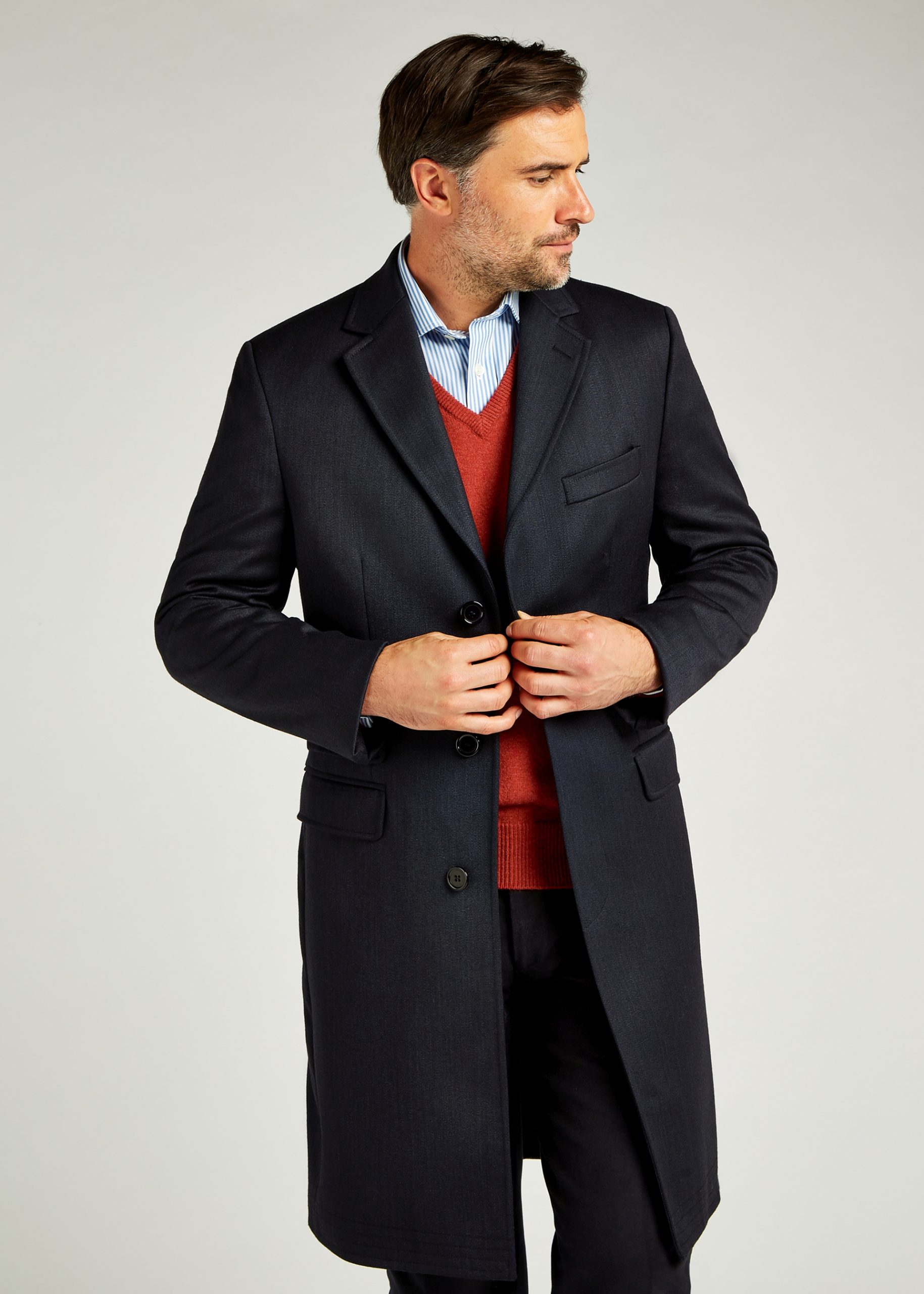 Navy Covert Coat - Roderick Charles