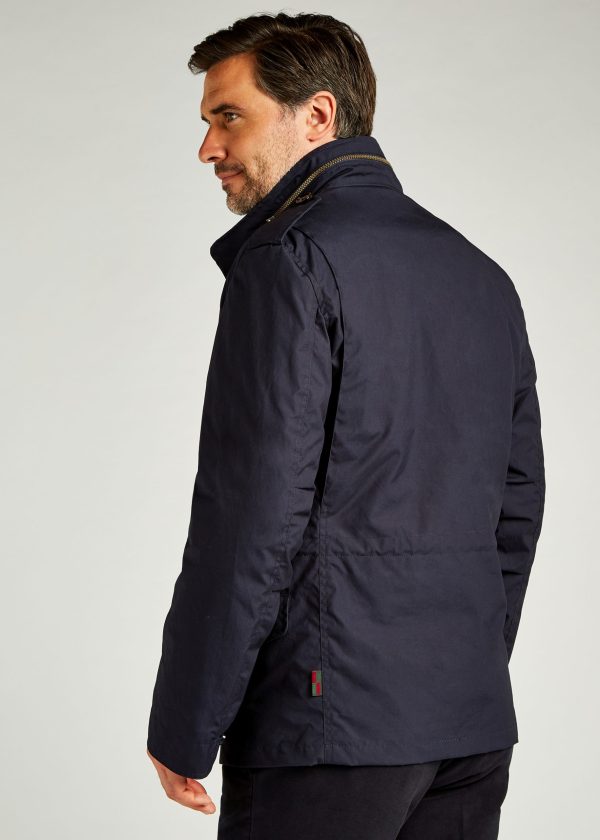 Men's navy coat with full length zip