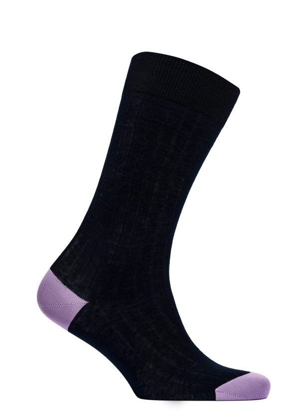 Men's lilac and navy cotton socks by Roderick Charles
