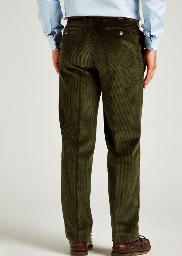 Mens cords in a dark olive colour