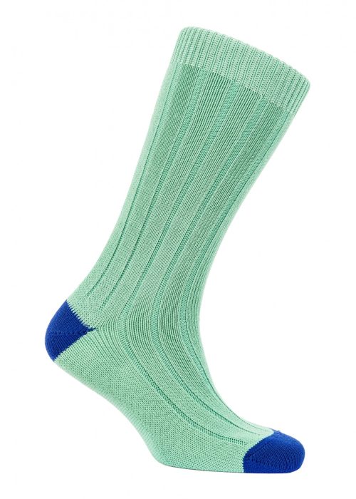 Pale blue and navy socks by Roderick Charles