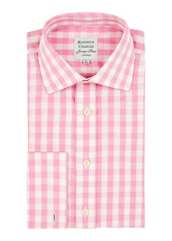 Roderick Charles pink bold check double cuff shirt