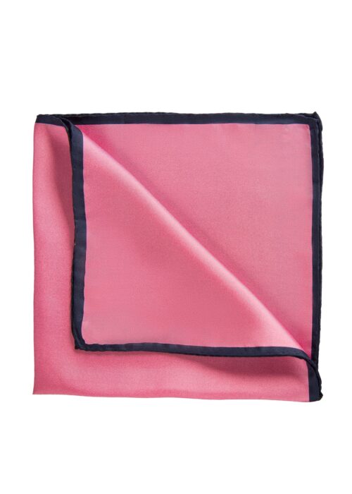 Roderick Charles plain pink silk pocket square with hand rolled edges