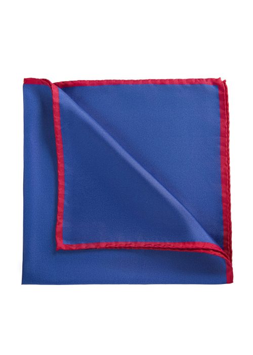 Roderick Charles plain royal silk pocket square with hand rolled edges